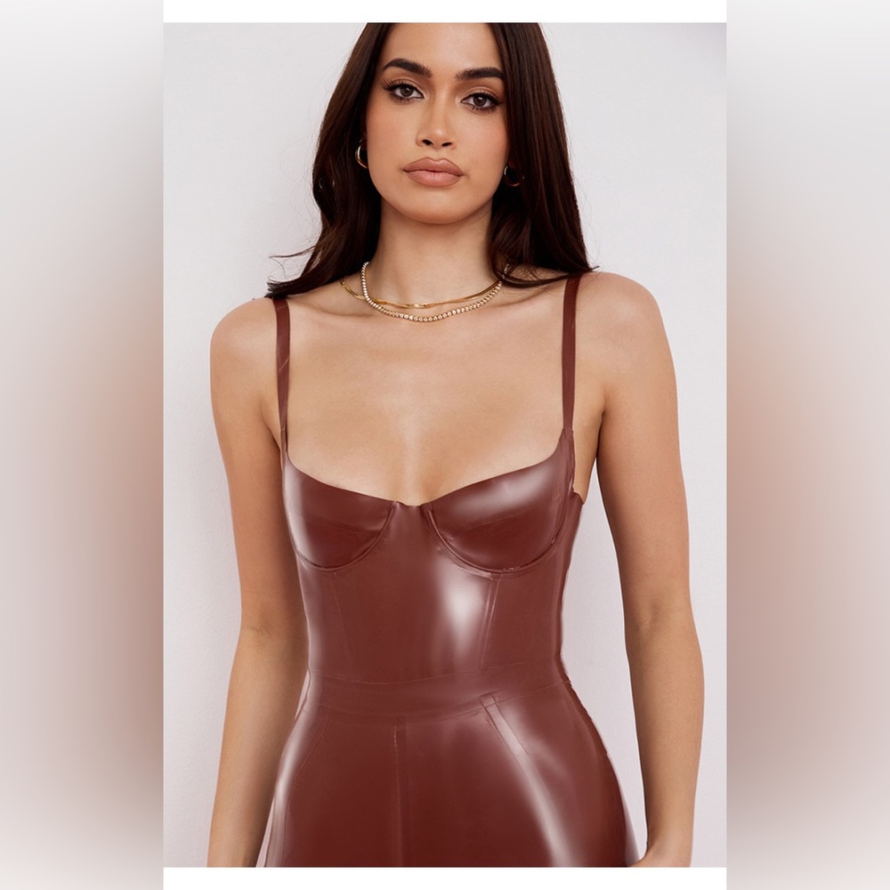 House of CB TIA COCOA LATEX BUSTIER BODYSUIT